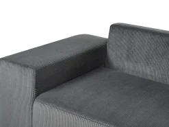 Hot Beliani Divano letto angolare 3 posti LUSPA Velluto a coste Grigio scuro con contenitore Grigio Nero