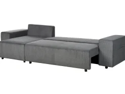 Hot Beliani Divano letto angolare 3 posti LUSPA Velluto a coste Grigio scuro con contenitore Grigio Nero