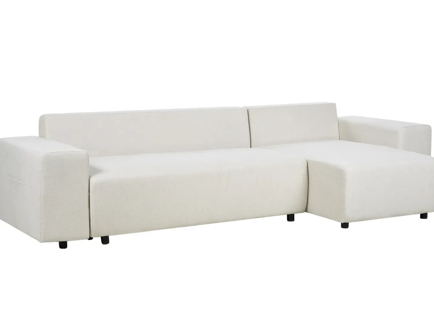 Best Beliani Divano letto angolare 3 posti LUSPA Tessuto Beige chiaro con contenitore Beige Nero