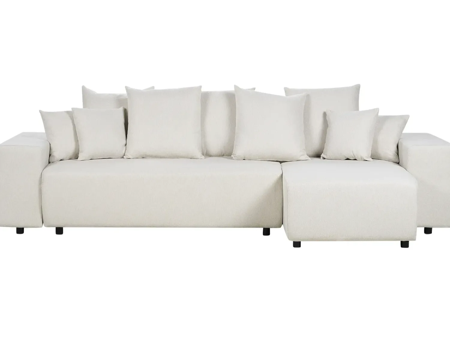 Best Beliani Divano letto angolare 3 posti LUSPA Tessuto Beige chiaro con contenitore Beige Nero