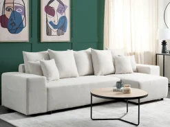 Best Beliani Divano letto angolare 3 posti LUSPA Tessuto Beige chiaro con contenitore Beige Nero