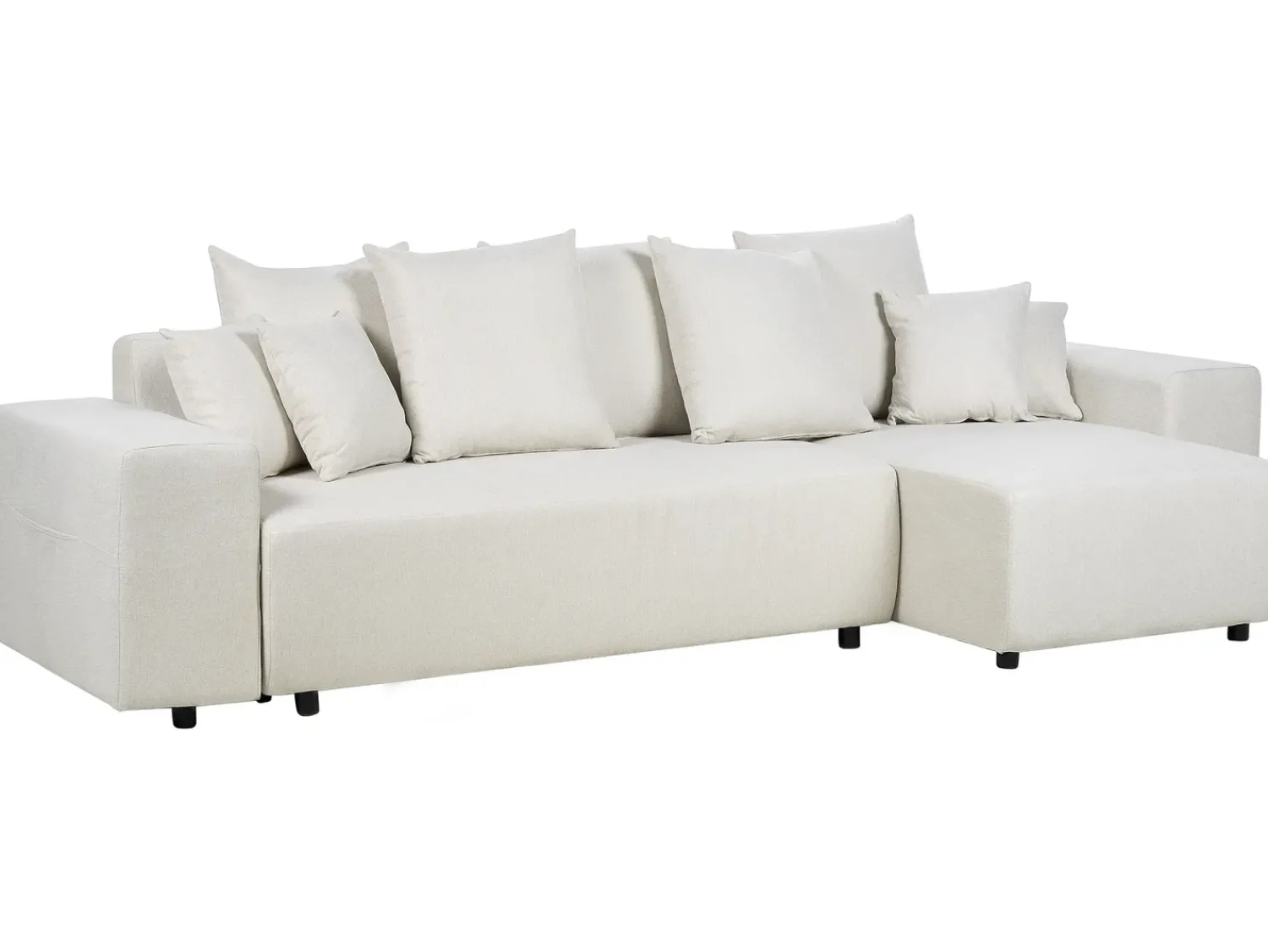 Best Beliani Divano letto angolare 3 posti LUSPA Tessuto Beige chiaro con contenitore Beige Nero
