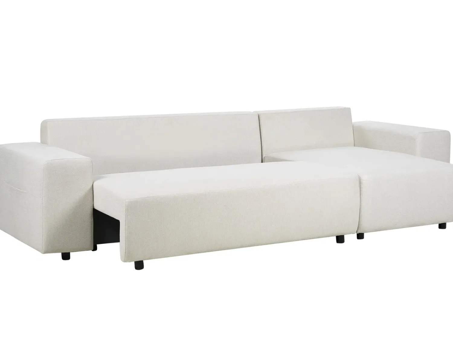 Best Beliani Divano letto angolare 3 posti LUSPA Tessuto Beige chiaro con contenitore Beige Nero