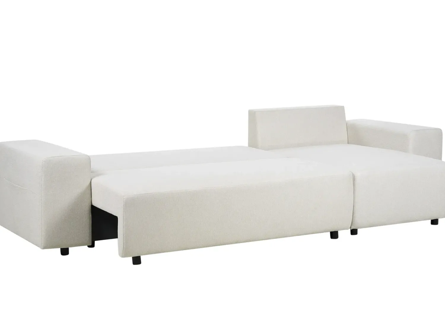 Best Beliani Divano letto angolare 3 posti LUSPA Tessuto Beige chiaro con contenitore Beige Nero