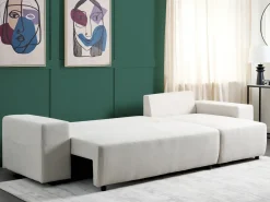 Best Beliani Divano letto angolare 3 posti LUSPA Tessuto Beige chiaro con contenitore Beige Nero
