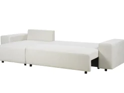 Online Beliani Divano letto angolare 3 posti LUSPA Tessuto Beige chiaro con contenitore Beige Nero