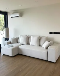 Online Beliani Divano letto angolare 3 posti LUSPA Tessuto Beige chiaro con contenitore Beige Nero