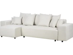 Online Beliani Divano letto angolare 3 posti LUSPA Tessuto Beige chiaro con contenitore Beige Nero