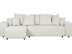 Online Beliani Divano letto angolare 3 posti LUSPA Tessuto Beige chiaro con contenitore Beige Nero