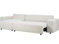 Online Beliani Divano letto angolare 3 posti LUSPA Tessuto Beige chiaro con contenitore Beige Nero