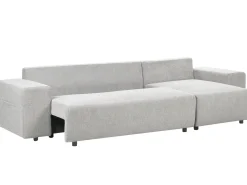 Clearance Beliani Divano letto angolare 3 posti LUSPA Tessuto Grigio chiaro con contenitore Grigio Nero