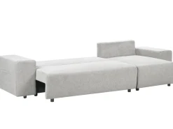 Clearance Beliani Divano letto angolare 3 posti LUSPA Tessuto Grigio chiaro con contenitore Grigio Nero
