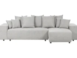 Clearance Beliani Divano letto angolare 3 posti LUSPA Tessuto Grigio chiaro con contenitore Grigio Nero