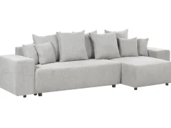 Clearance Beliani Divano letto angolare 3 posti LUSPA Tessuto Grigio chiaro con contenitore Grigio Nero
