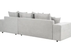 Clearance Beliani Divano letto angolare 3 posti LUSPA Tessuto Grigio chiaro con contenitore Grigio Nero