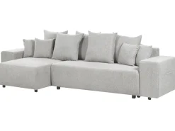 Outlet Beliani Divano letto angolare 3 posti LUSPA Tessuto Grigio chiaro con contenitore Grigio Nero