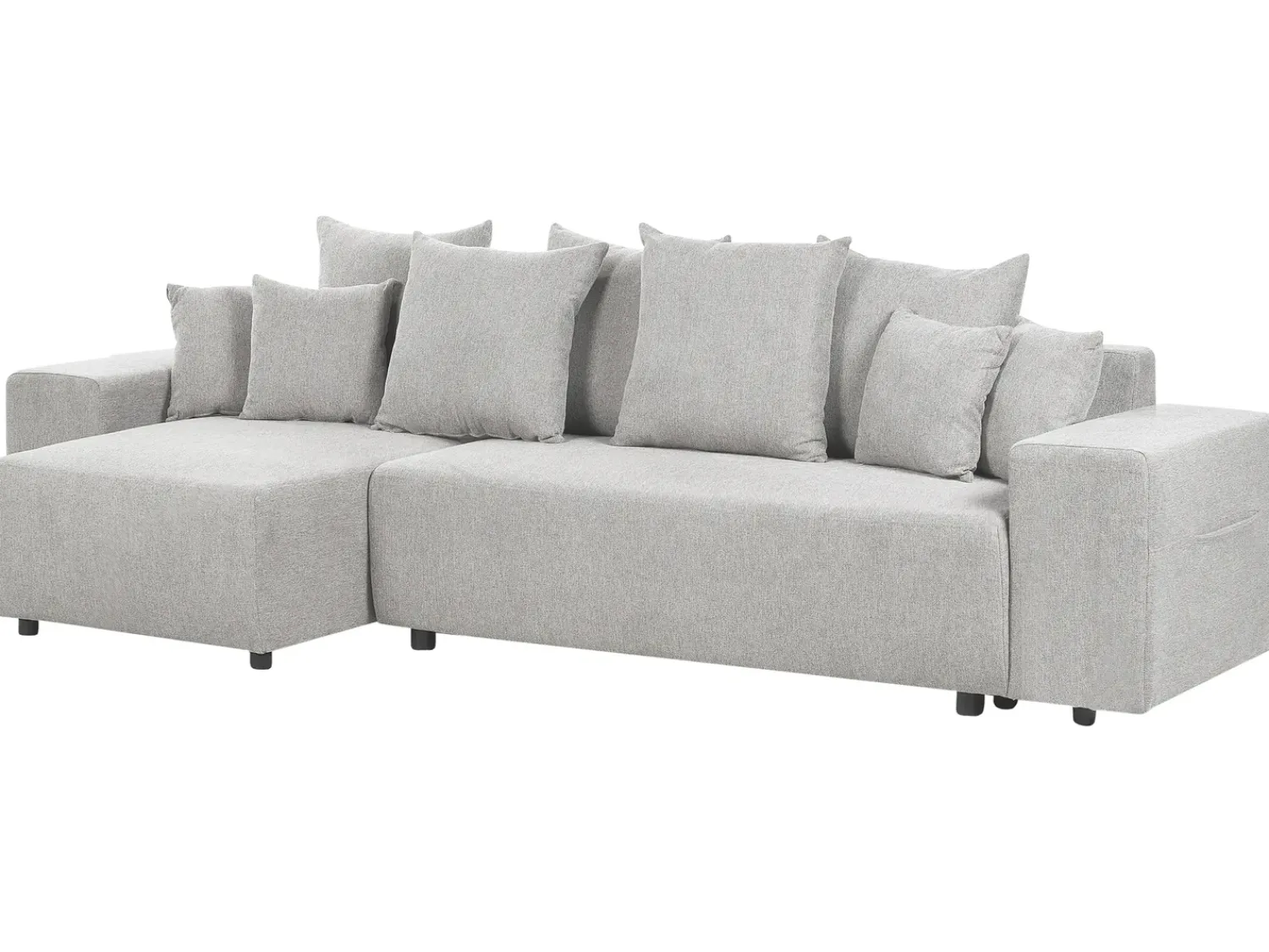 Outlet Beliani Divano letto angolare 3 posti LUSPA Tessuto Grigio chiaro con contenitore Grigio Nero