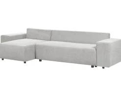 Outlet Beliani Divano letto angolare 3 posti LUSPA Tessuto Grigio chiaro con contenitore Grigio Nero