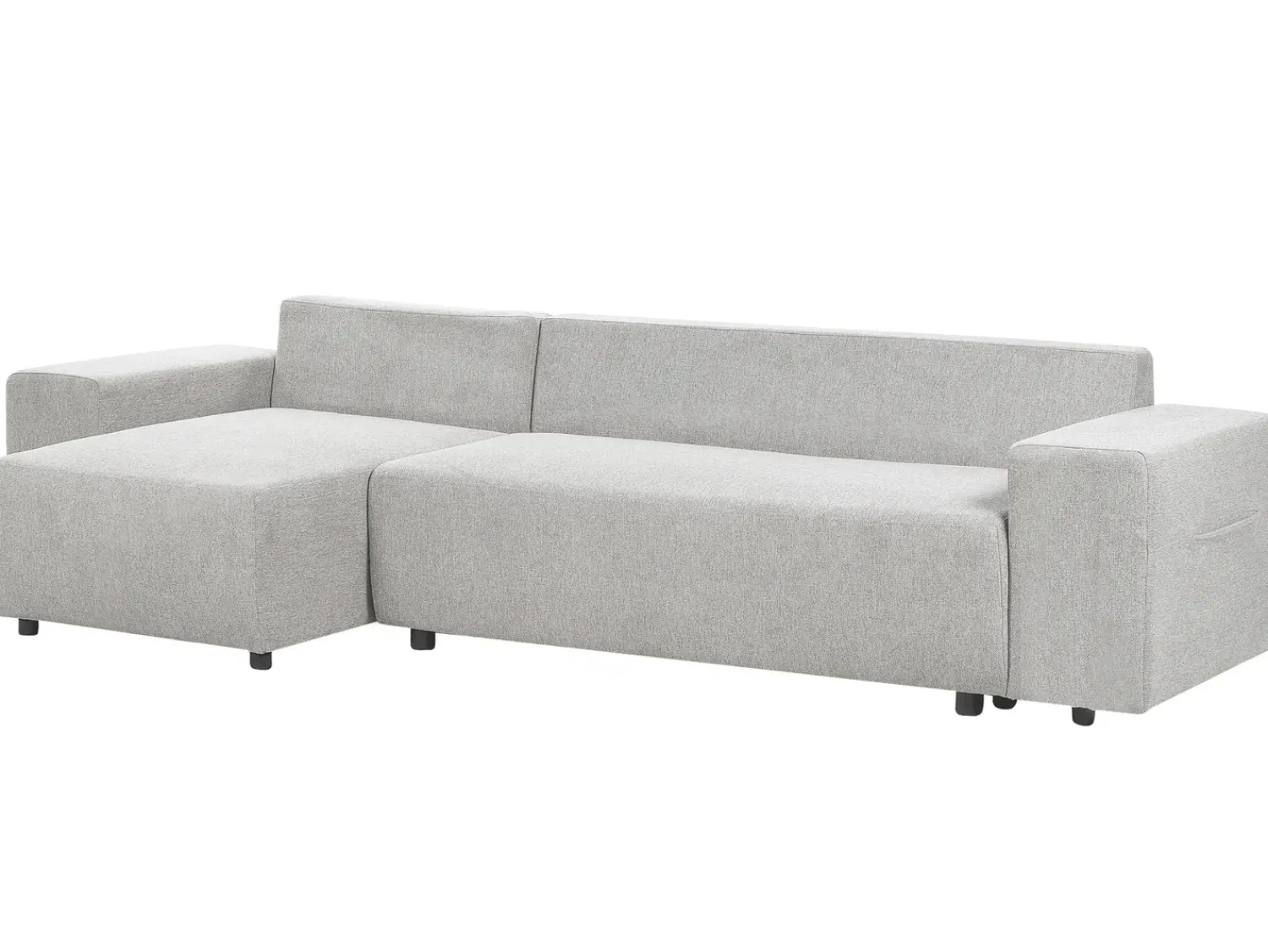 Outlet Beliani Divano letto angolare 3 posti LUSPA Tessuto Grigio chiaro con contenitore Grigio Nero