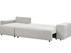 Outlet Beliani Divano letto angolare 3 posti LUSPA Tessuto Grigio chiaro con contenitore Grigio Nero