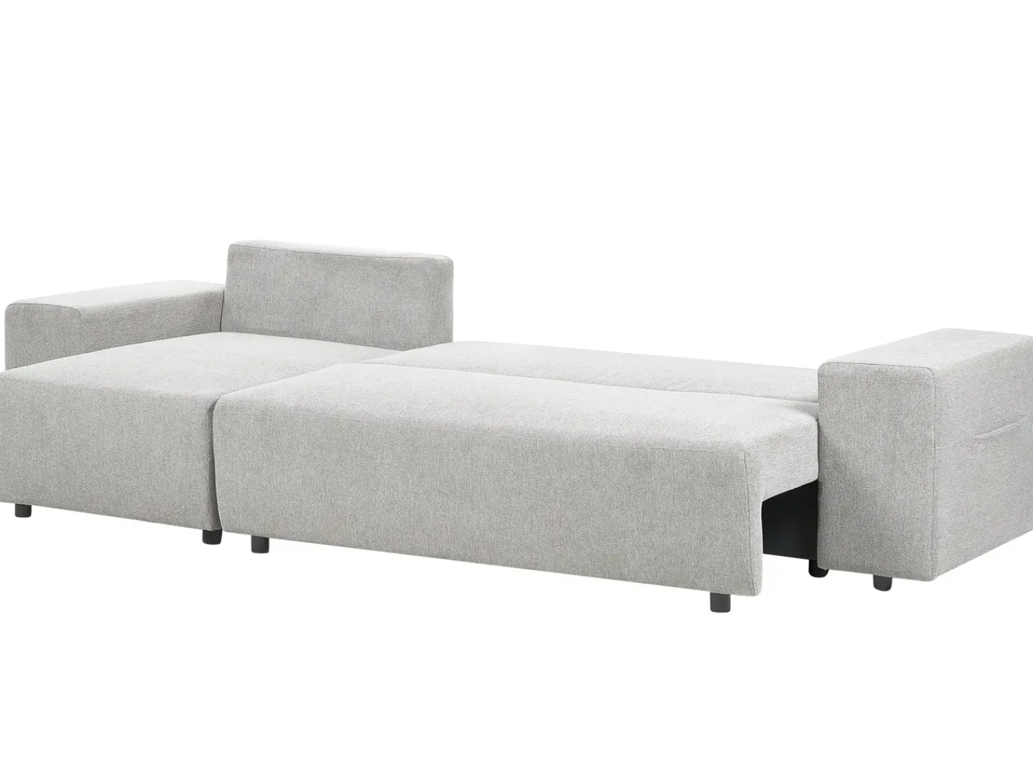 Outlet Beliani Divano letto angolare 3 posti LUSPA Tessuto Grigio chiaro con contenitore Grigio Nero