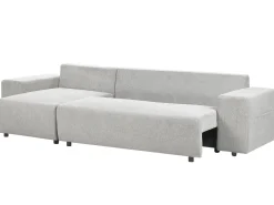 Outlet Beliani Divano letto angolare 3 posti LUSPA Tessuto Grigio chiaro con contenitore Grigio Nero