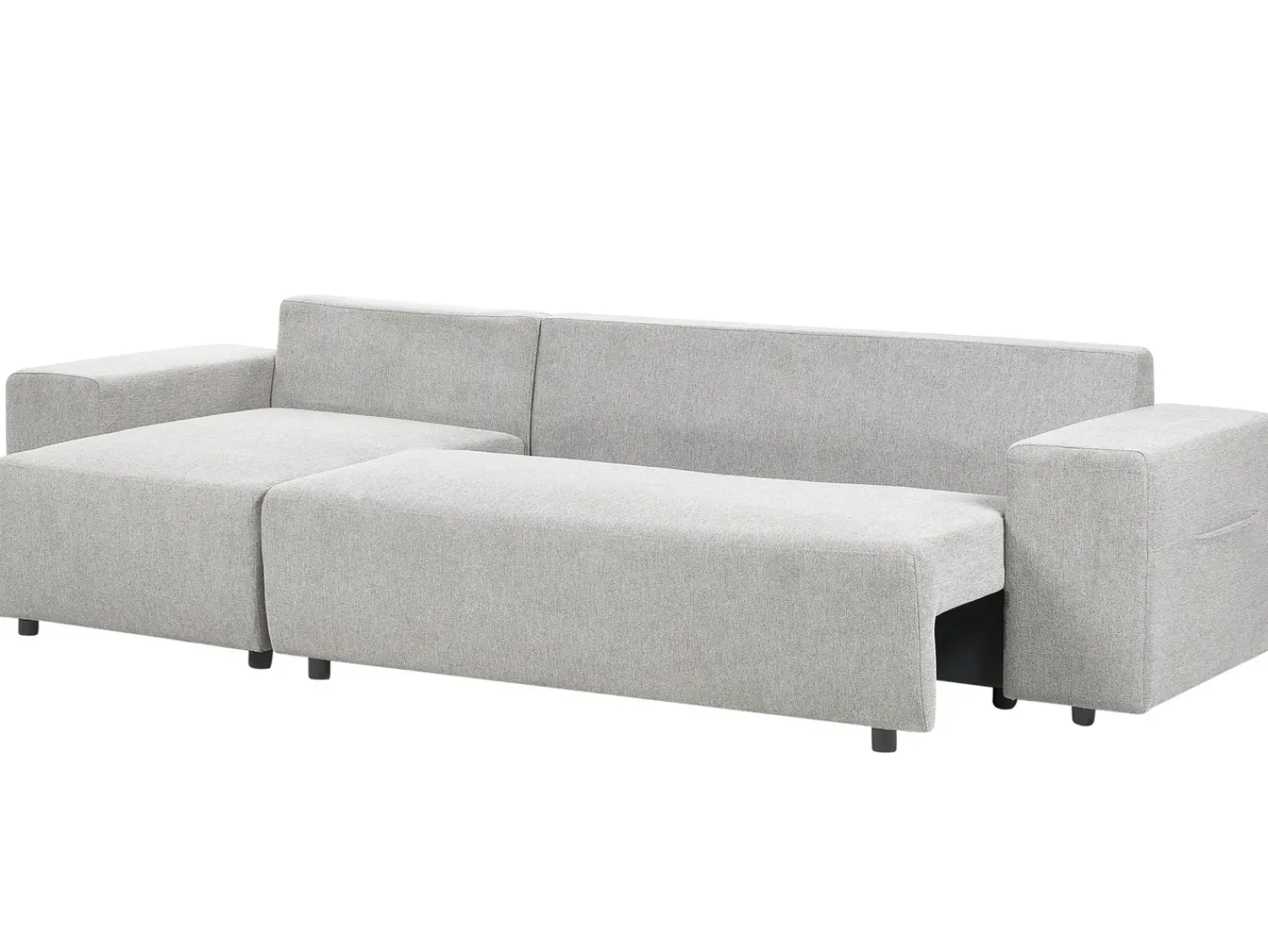 Outlet Beliani Divano letto angolare 3 posti LUSPA Tessuto Grigio chiaro con contenitore Grigio Nero