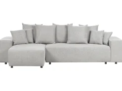 Outlet Beliani Divano letto angolare 3 posti LUSPA Tessuto Grigio chiaro con contenitore Grigio Nero