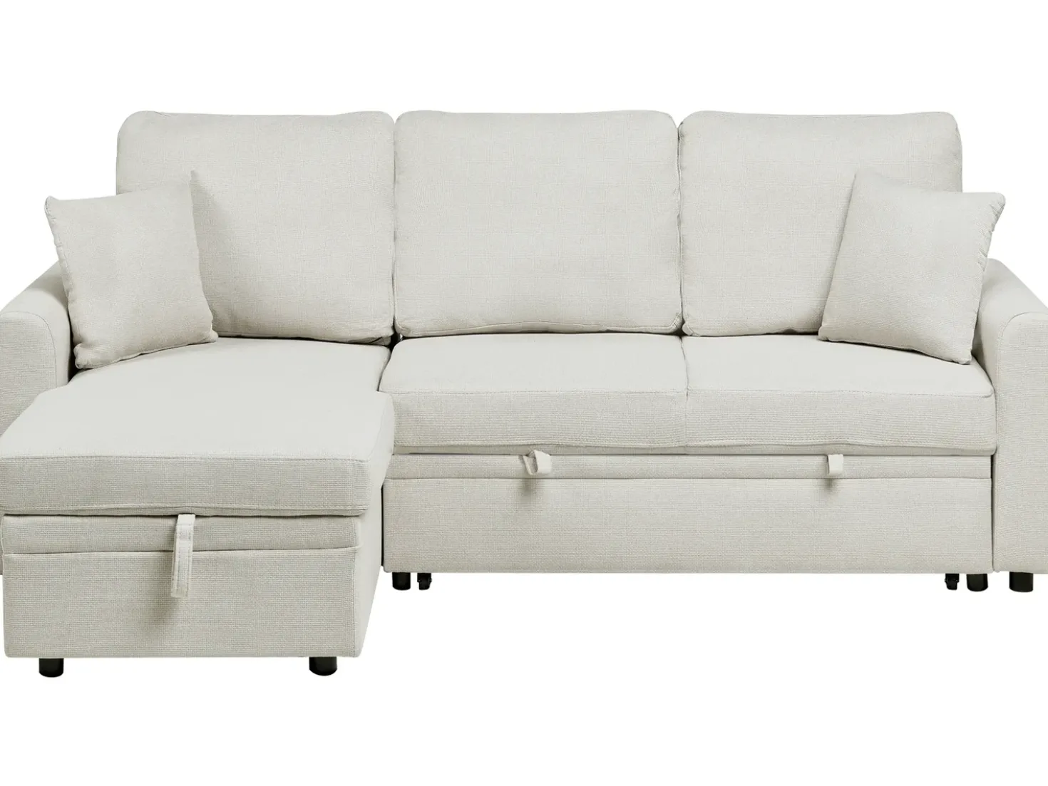 Divano letto angolare 3 posti NASSJO Lino sintetico Beige chiaro Lato destro