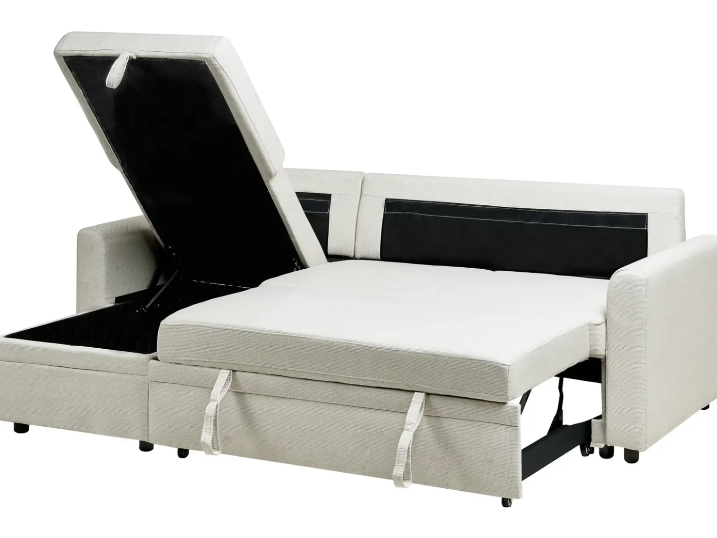 Divano letto angolare 3 posti NASSJO Lino sintetico Beige chiaro Lato destro