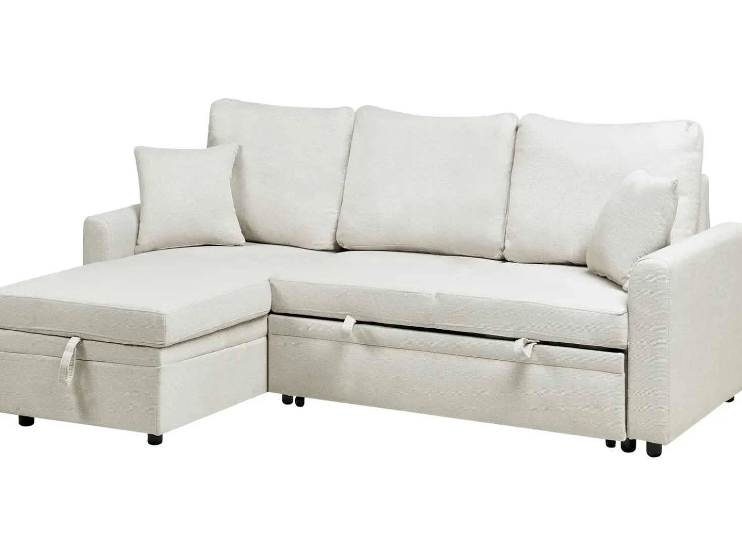 Divano letto angolare 3 posti NASSJO Lino sintetico Beige chiaro Lato destro