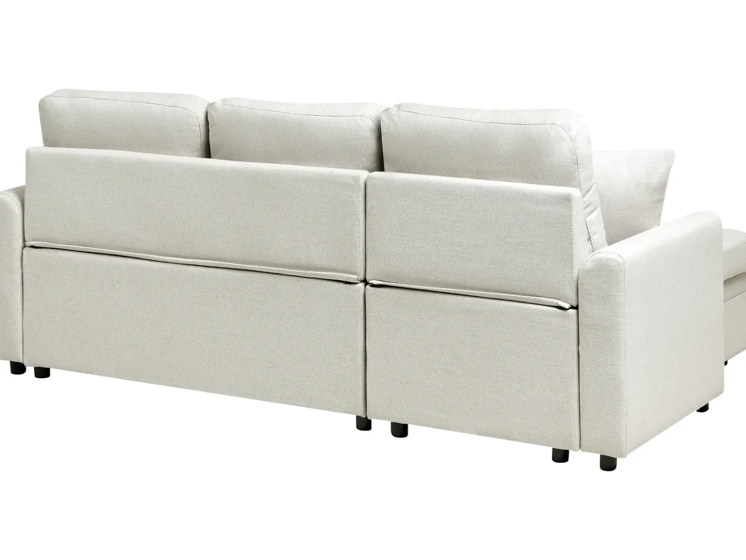 Divano letto angolare 3 posti NASSJO Lino sintetico Beige chiaro Lato destro