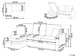 Divano letto angolare 3 posti NASSJO Lino sintetico Grigio Lato destro