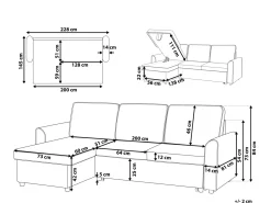 Sale Beliani Divano letto angolare 3 posti NESNA Tessuto Grigio chiaro con contenitore Marrone Grigio