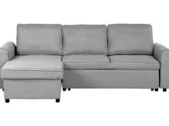 Sale Beliani Divano letto angolare 3 posti NESNA Tessuto Grigio chiaro con contenitore Marrone Grigio