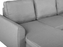Sale Beliani Divano letto angolare 3 posti NESNA Tessuto Grigio chiaro con contenitore Marrone Grigio