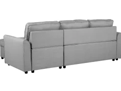 Sale Beliani Divano letto angolare 3 posti NESNA Tessuto Grigio chiaro con contenitore Marrone Grigio
