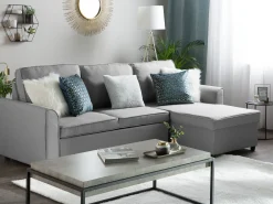 Hot Beliani Divano letto angolare 3 posti NESNA Tessuto chiaro con contenitore Grigio
