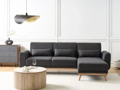 Hot Beliani Divano letto angolare 3 posti OLLSTA Tessuto Nero Marrone Nero