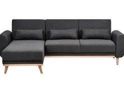 Outlet Beliani Divano letto angolare 3 posti OLLSTA Tessuto Nero Marrone Nero