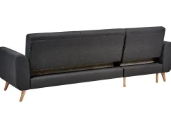 Outlet Beliani Divano letto angolare 3 posti OLLSTA Tessuto Nero Marrone Nero