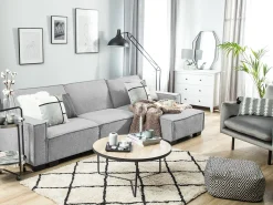Best Beliani Divano letto angolare 3 posti ROMEDAL Tessuto Grigio chiaro Grigio Nero