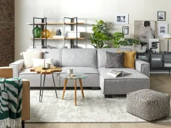 Best Beliani Divano letto angolare 3 posti ROMEDAL Tessuto Grigio chiaro Grigio Nero