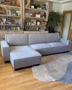 Best Beliani Divano letto angolare 3 posti ROMEDAL Tessuto Grigio chiaro Grigio Nero
