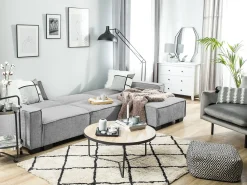 Best Beliani Divano letto angolare 3 posti ROMEDAL Tessuto Grigio chiaro Grigio Nero