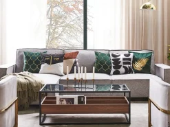 New Beliani Divano letto angolare 3 posti ROMEDAL Tessuto Grigio chiaro Grigio Nero