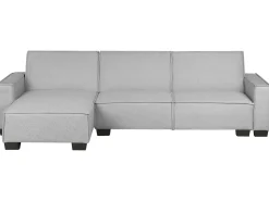 New Beliani Divano letto angolare 3 posti ROMEDAL Tessuto Grigio chiaro Grigio Nero