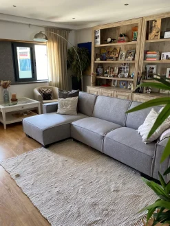New Beliani Divano letto angolare 3 posti ROMEDAL Tessuto Grigio chiaro Grigio Nero