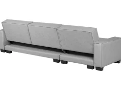 New Beliani Divano letto angolare 3 posti ROMEDAL Tessuto Grigio chiaro Grigio Nero