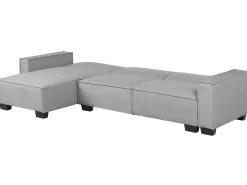 New Beliani Divano letto angolare 3 posti ROMEDAL Tessuto Grigio chiaro Grigio Nero